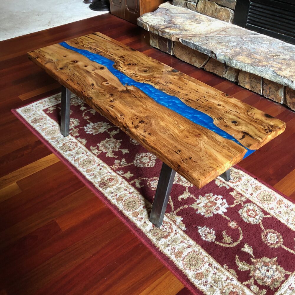 Spalted oak blue river table
