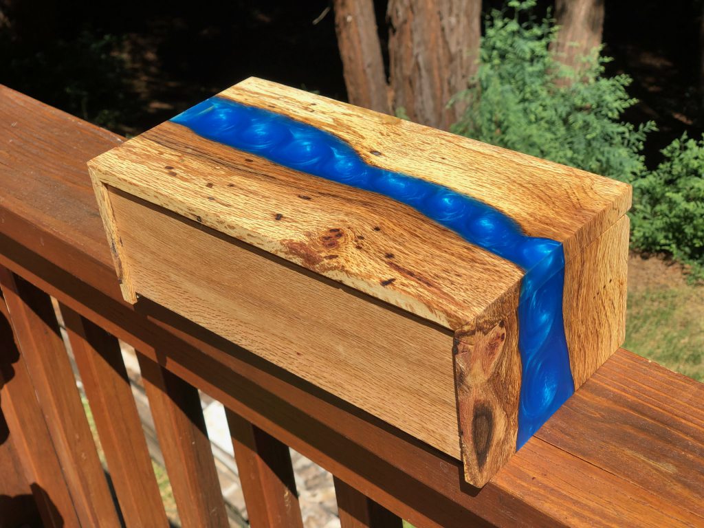 Blue waterfall oak box