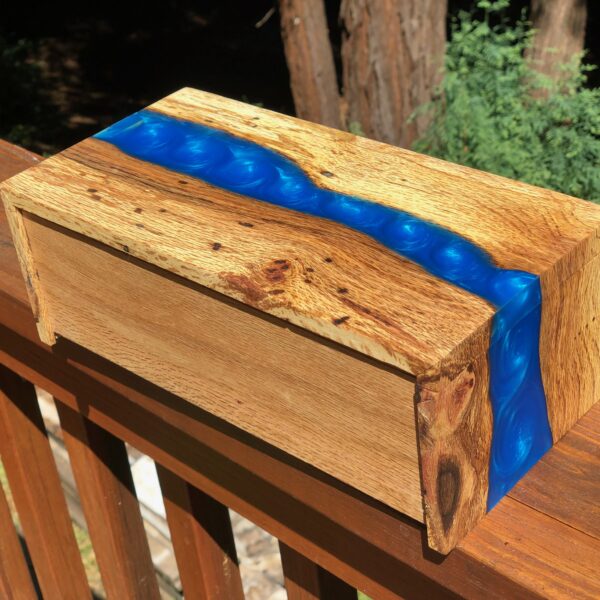 Blue waterfall oak box